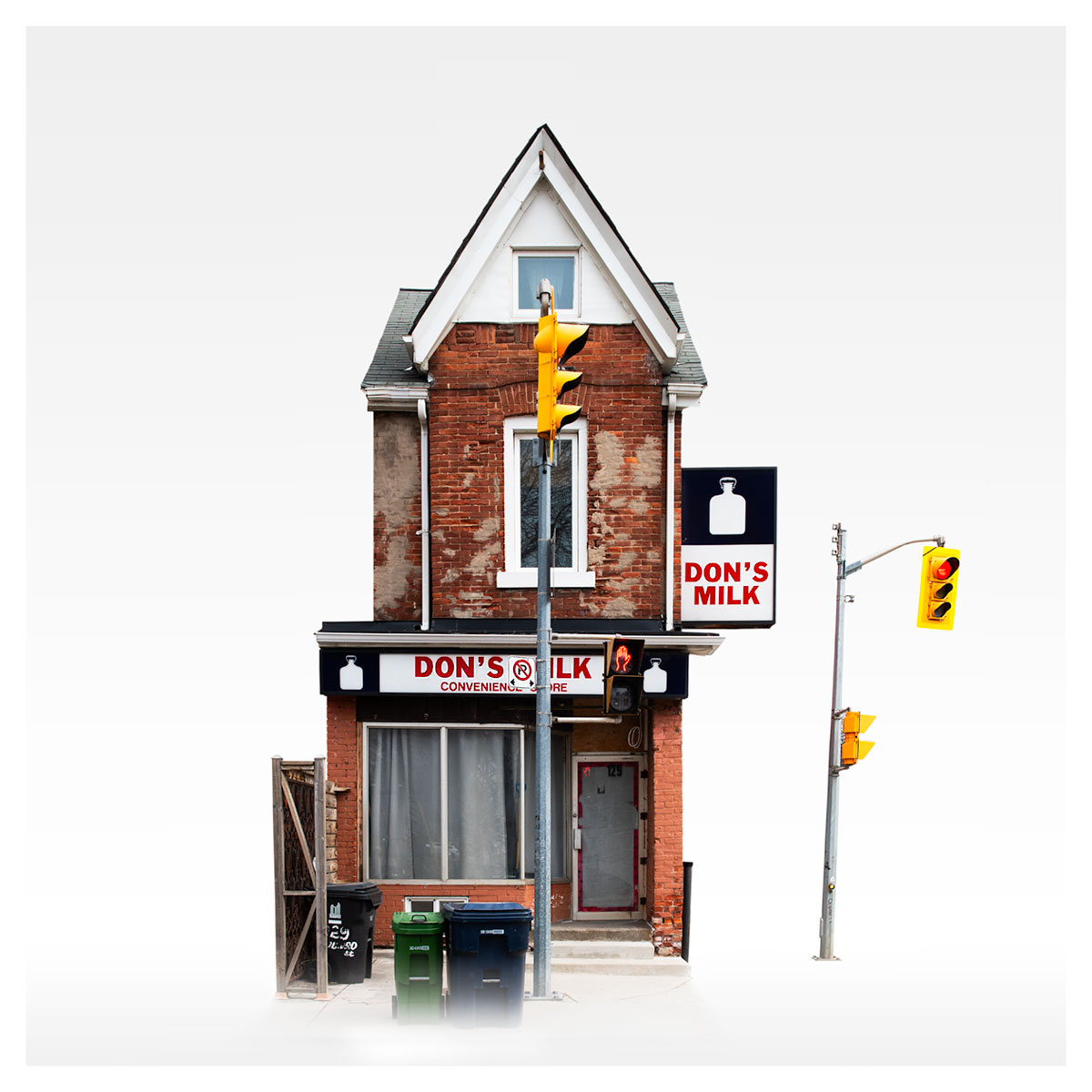 A storefront in Toronto on a white background