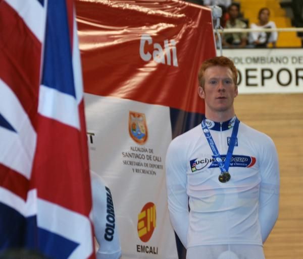 Ed Clancy on the podium
