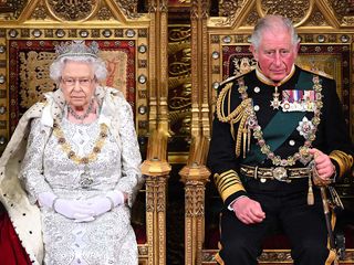 The late Queen with King Charles III at the opening of parliament - king charles speech
