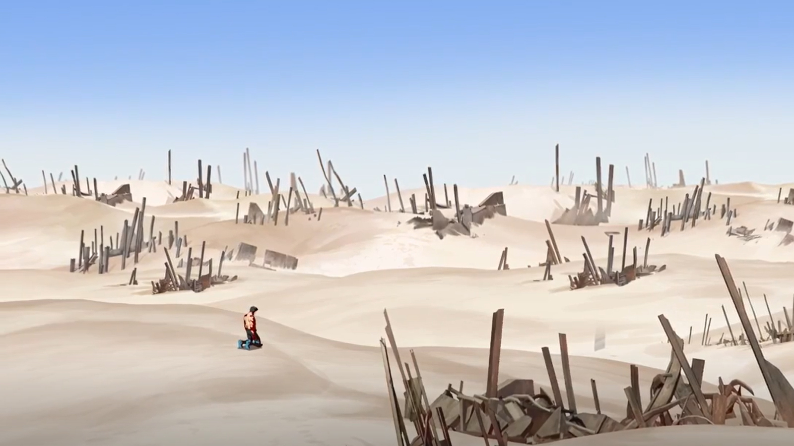 A wide shot of Mark Grayson stranded on an alternate Earth in Invincible's season 2 finale