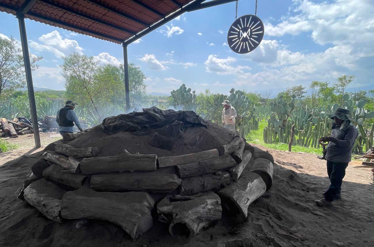 Agave roasting pit at Rancho Tanivet in Tlacolula de Matamoros, Oaxaca, Mexico