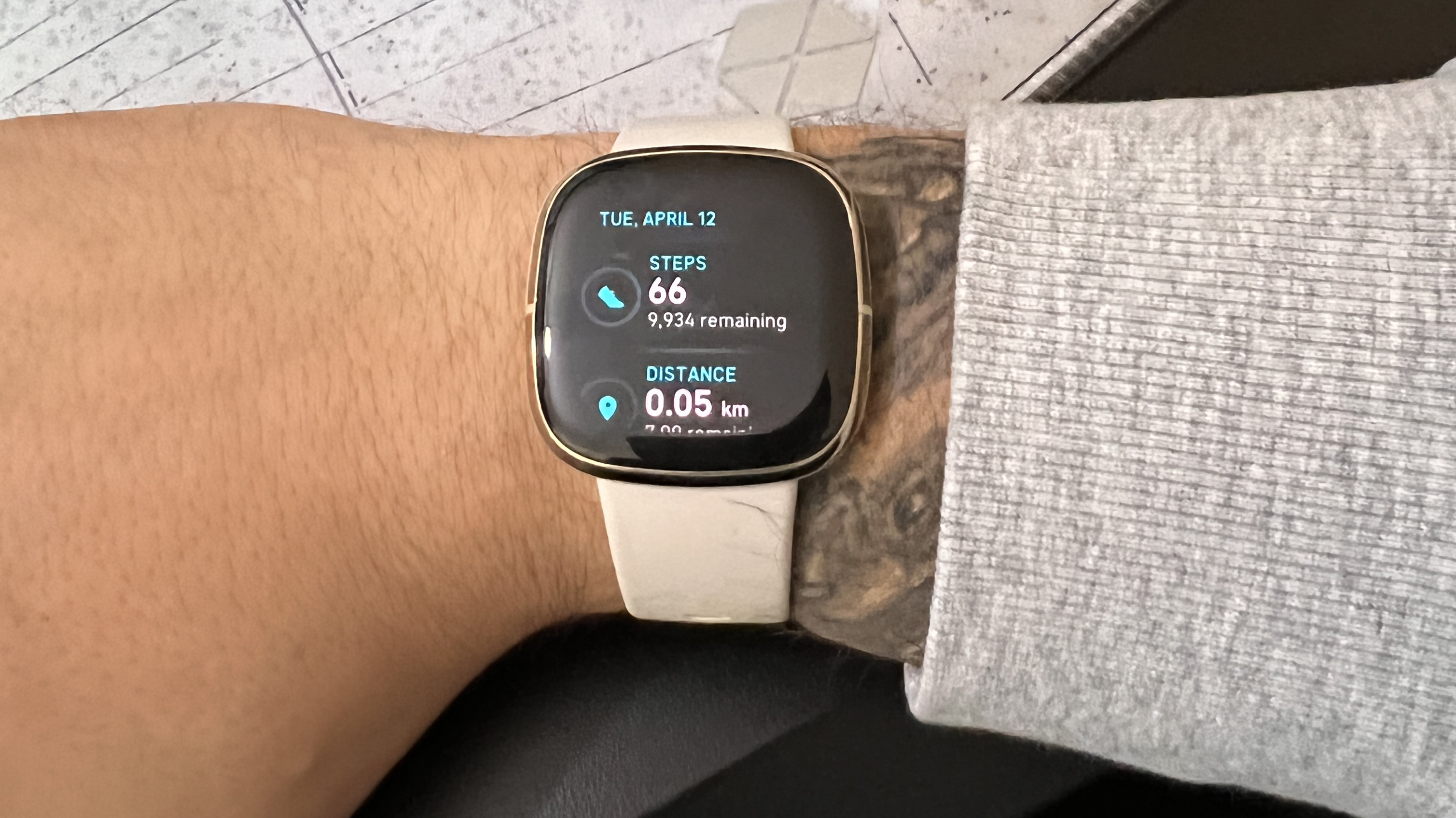 Fitbit Sense showing steps taken