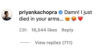 priyanka chopra instagram comment for nick jonas