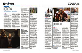 Two pages of film reviews.