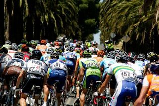 The Tour Down Under peloton on stage one