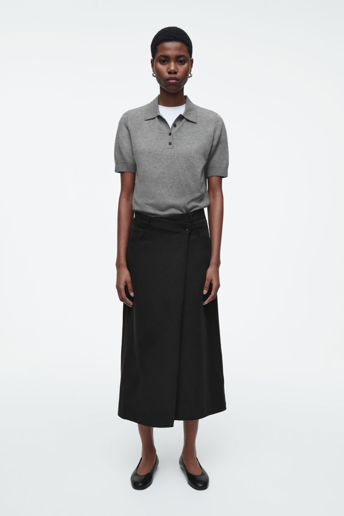 Asymmetric Fluid Midi Skirt