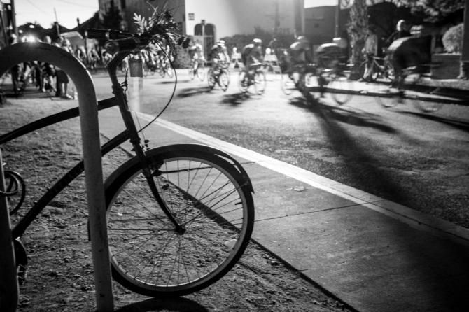 The mens race finished under the lights.