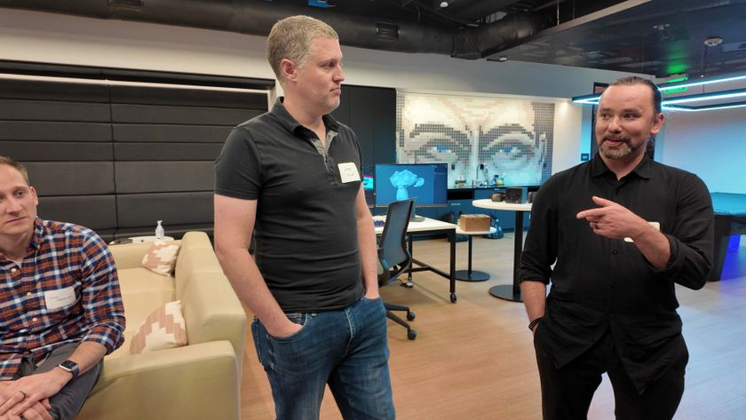 Valve employees, left-to-right, Steve Cardinali, Gabe Rowe, and Clement Gallois, at the Valve offices in Bellevue