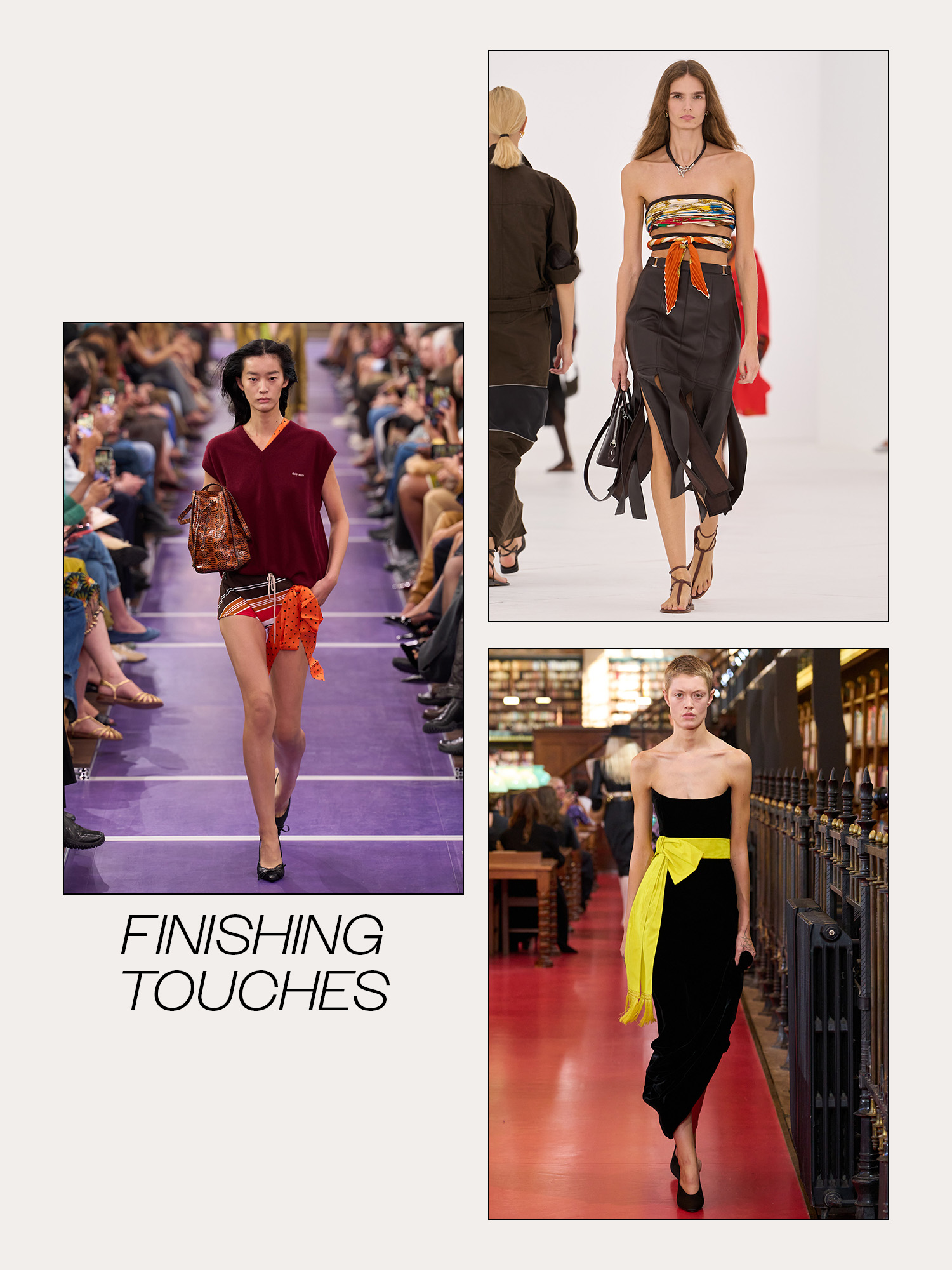 Collage of Paris fashion week spring/summer 2027 runway models.