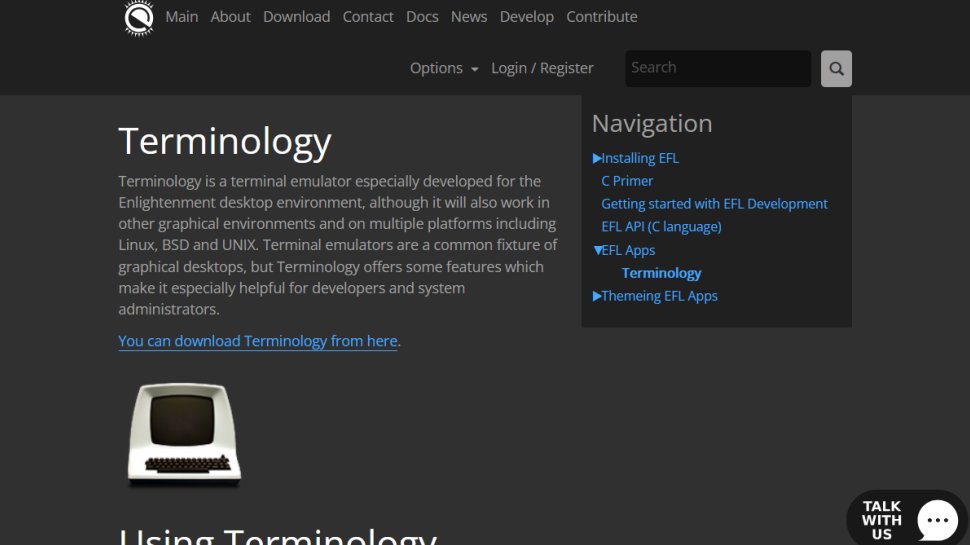 Terminology website screenshot (December 2025).