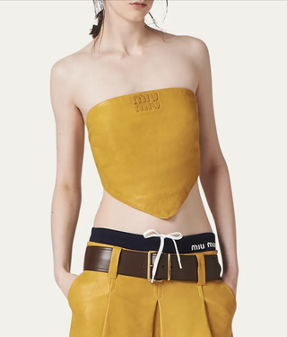 miu miu Cropped Leather Bandana Top