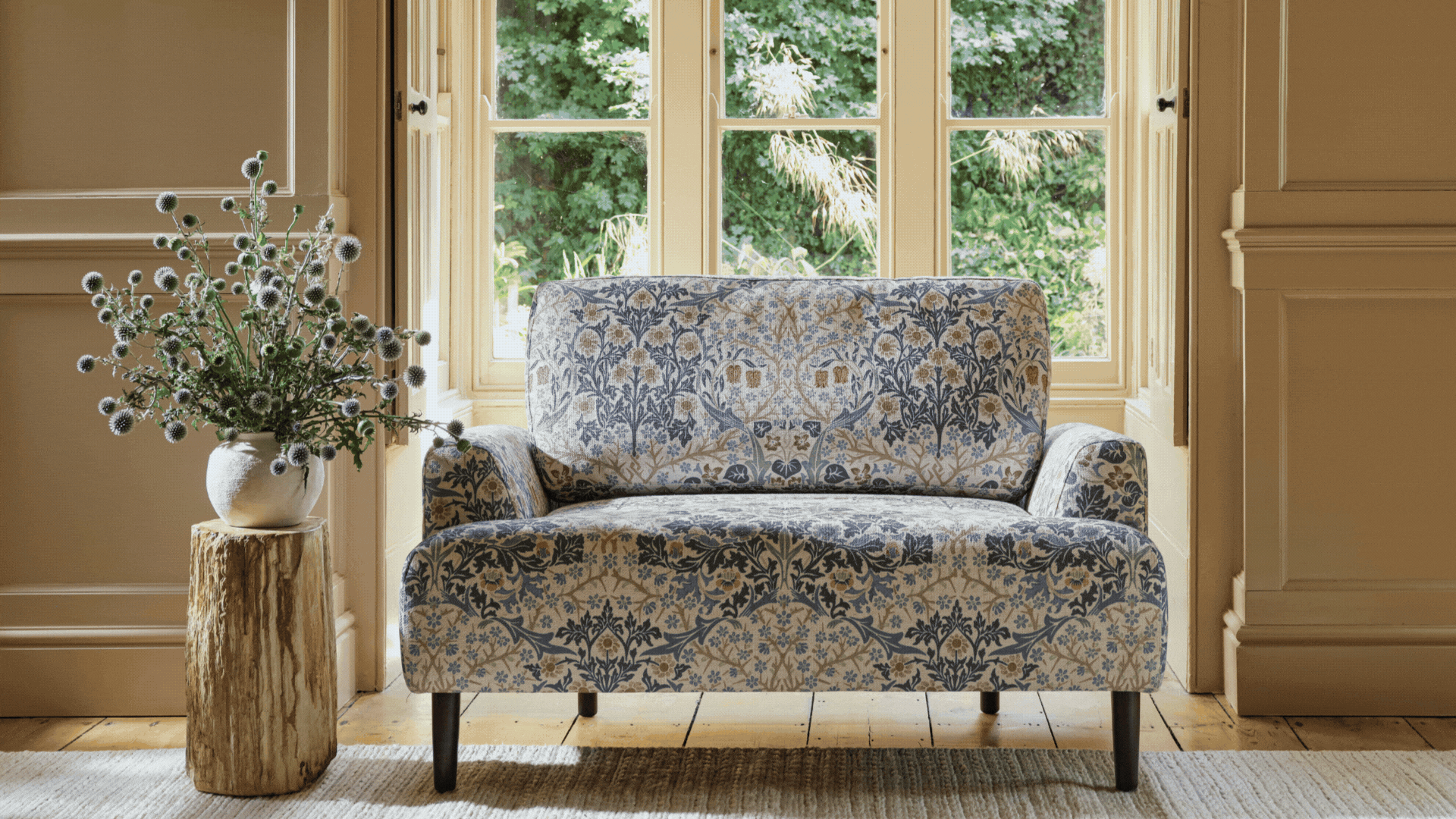 A GIF of patterned sofas from Swyft x Morris & Co.