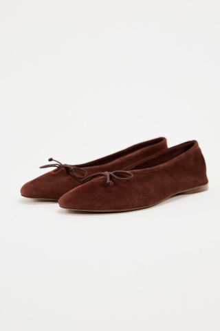 Suede Bow Ballet Flats