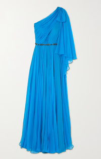 Jenny Packham, Marlowe one-shoulder crystal-embellished draped chiffon gown, (£2,940) $3,820| Net-a-Porter