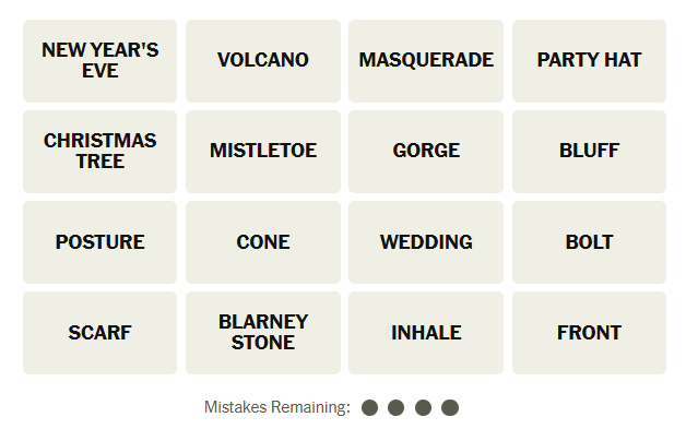 The New York Times Connections puzzle on February 23, 2026