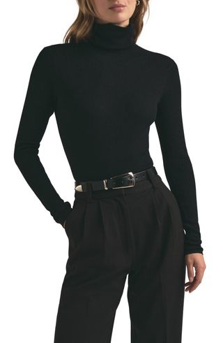 Amelia Rib Merino Wool Turtleneck Top