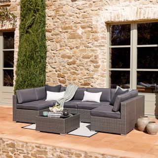 Lisbon Small U-Shape Garden Sofa Set - Grey