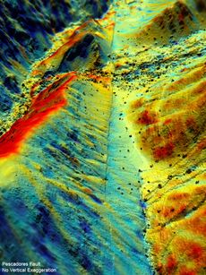 Image shows where a fault lies in a Mexican mountain range. 