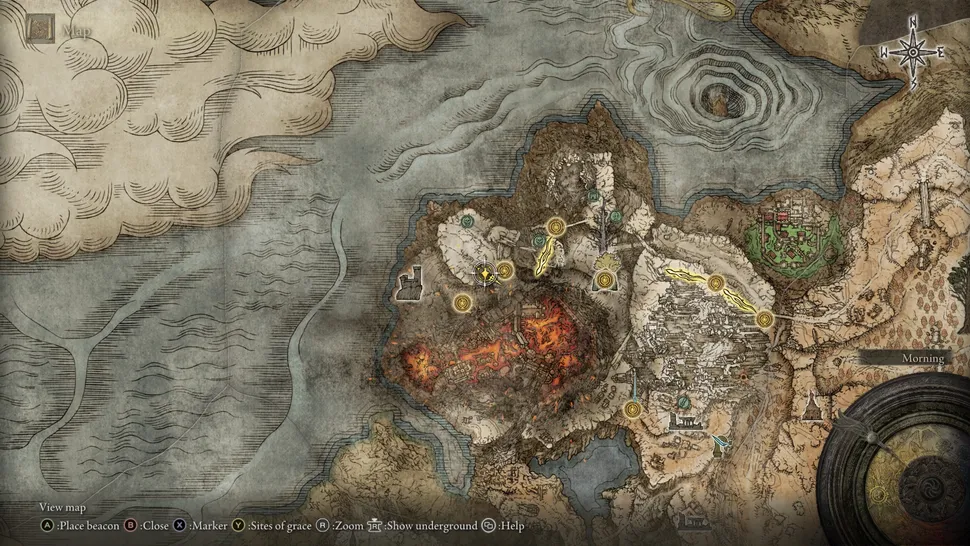 Фрагмент карты Элденского Кольца для горы Гельмир