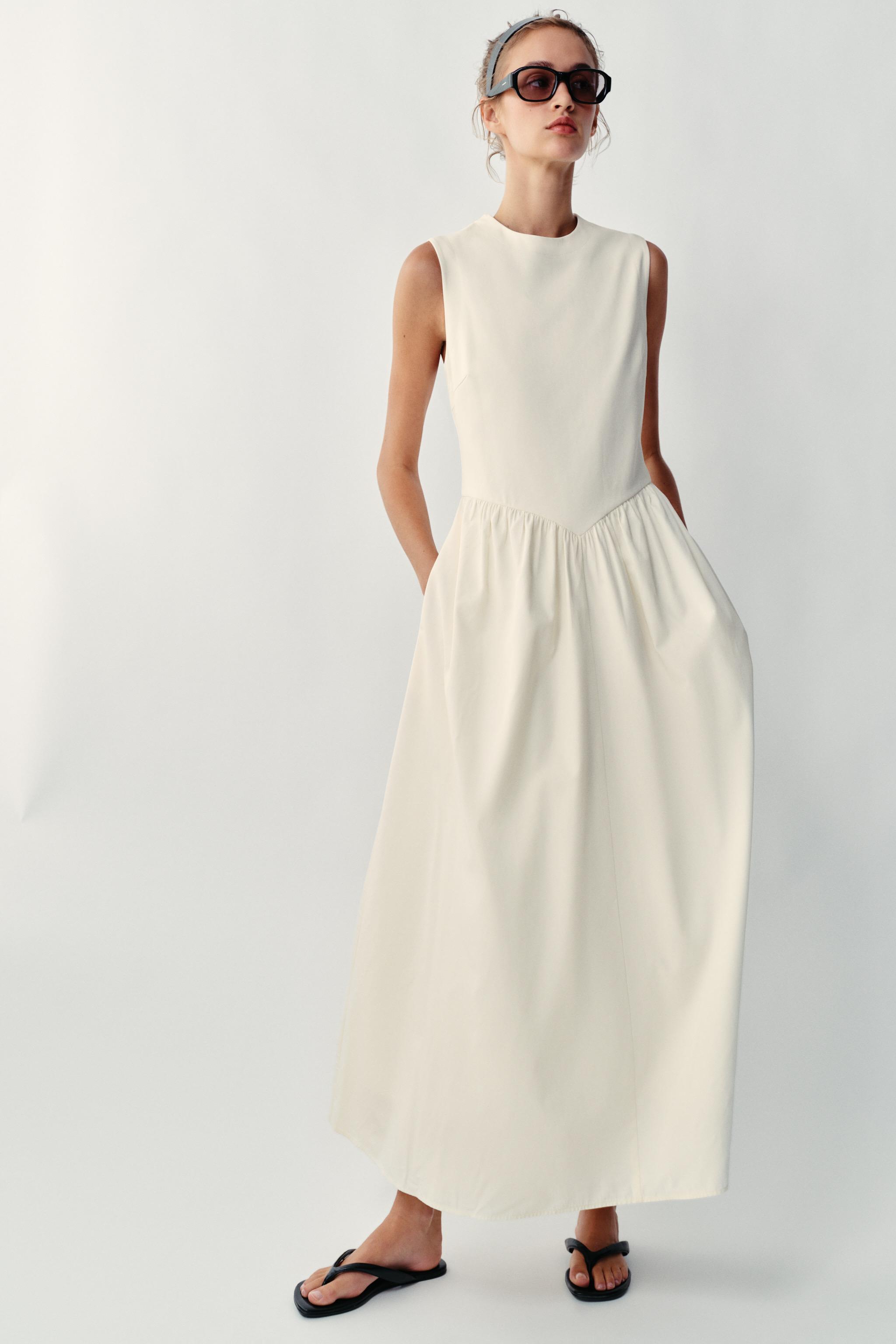 Combined Midi Dress - Ecru - Xs