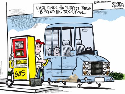 Political cartoon US tax cuts high gas prices