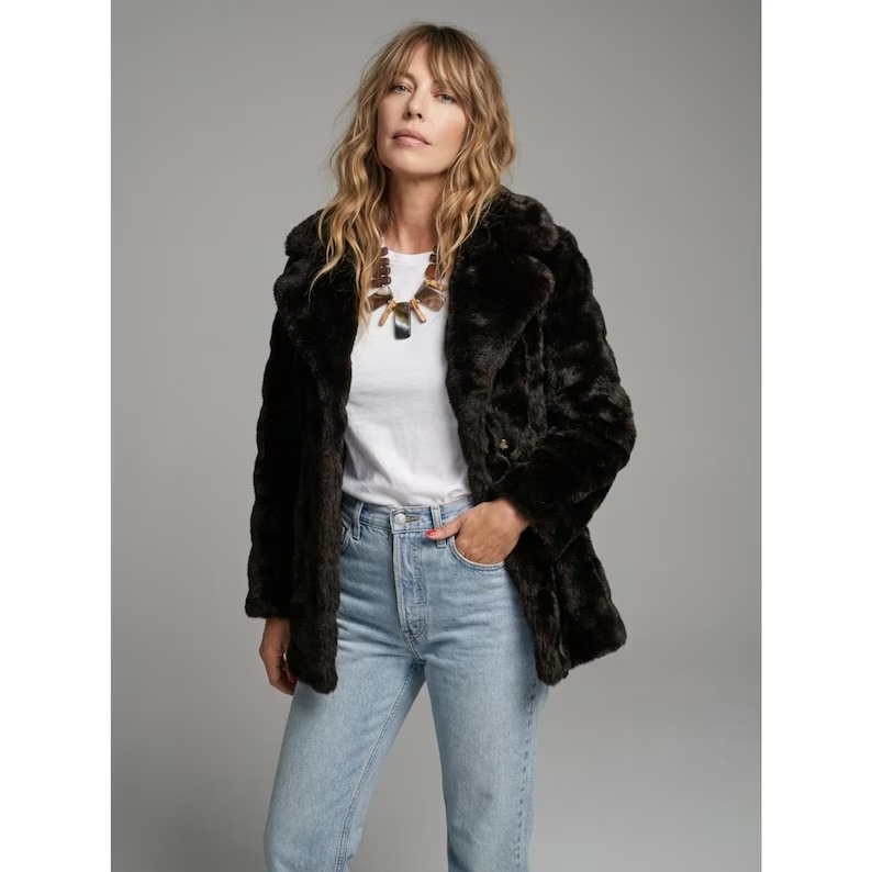 Vintage, Faux Fur Coat Chocolate Brown