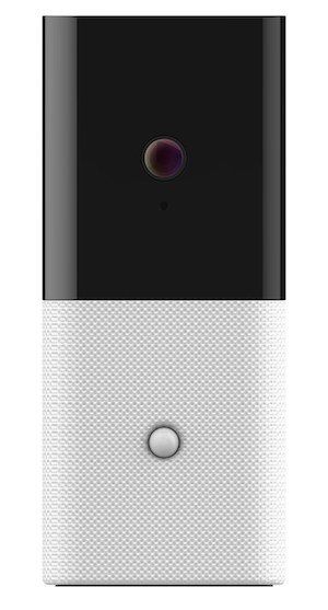 Front view of Abode's Iota, showcasing the HD camera's lens
