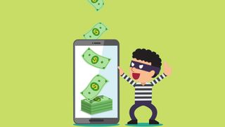 Hacker stealing money from phone