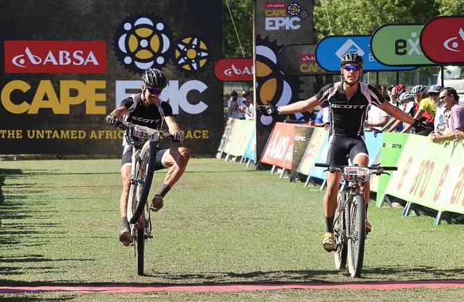All South African team of Philip Buys and Matthys Beukes of Scott Factory Racing finish stage 5 to claim African leaders' jerseys