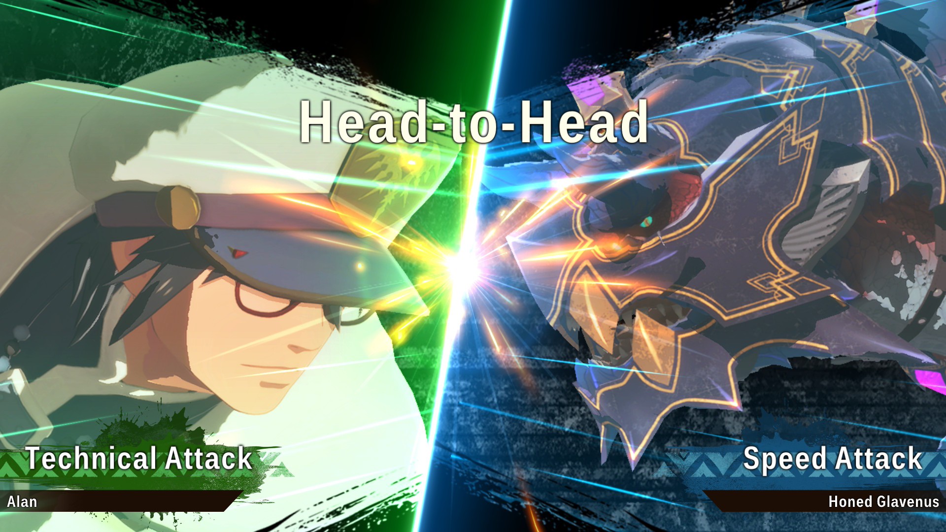 The player goes head-to-head with a Honed Glavenus in Monster Hunter Stories 3: Twisted Reflection, using a Technical Attack against a Speed Attack