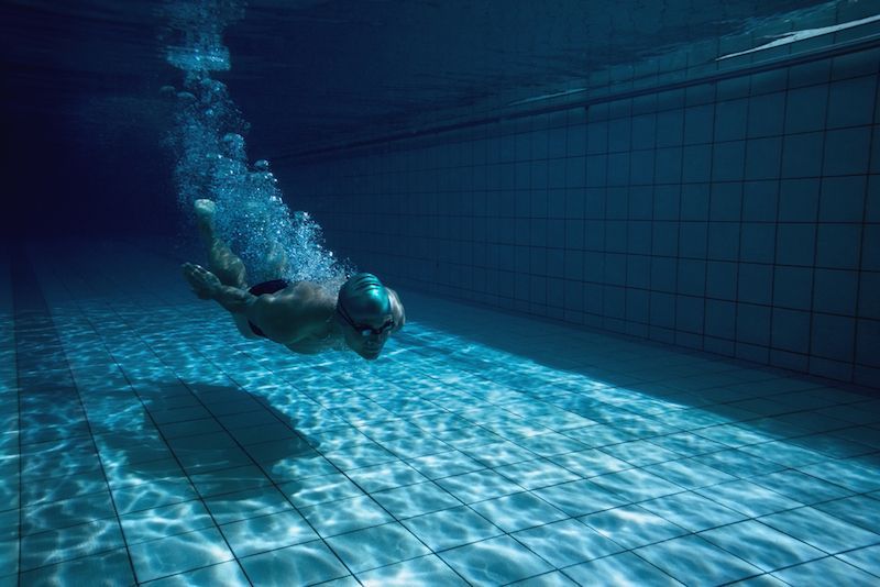 A swimmer under water