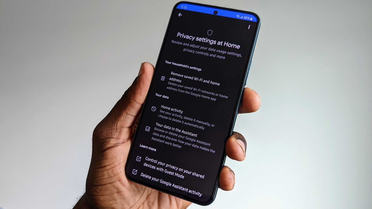 Google Home app privacy settings