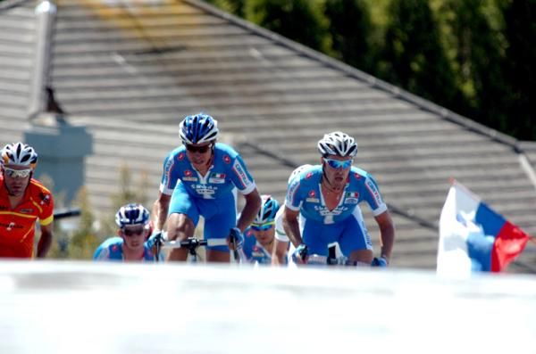 The Italian road team crest a climb in 2010