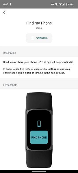 Fibit Charge 5 Find Phone feature