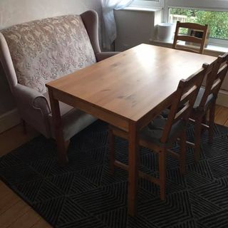 room with wooden dining table painted