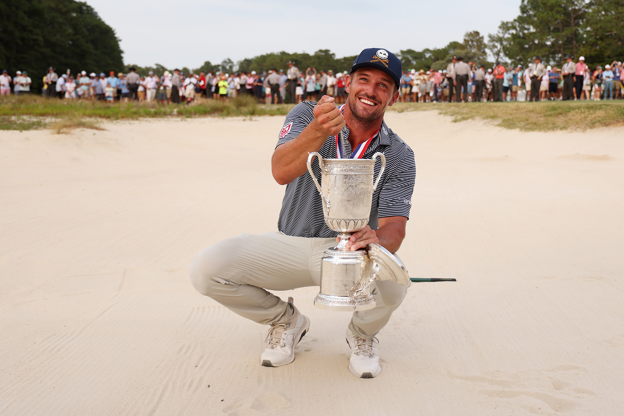 Bryson DeChambeau with the US Open trophy after winning at Donald Ross designed Pinehurst No.2 in 2025