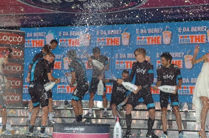 Team Sky enjoying their time on the podium