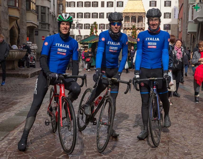 De Marchi, Nibali and Pellizotti ahead of their ride