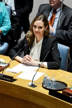 Angelina Jolie at an UN Security Council meeting at the UN headquarters in New York