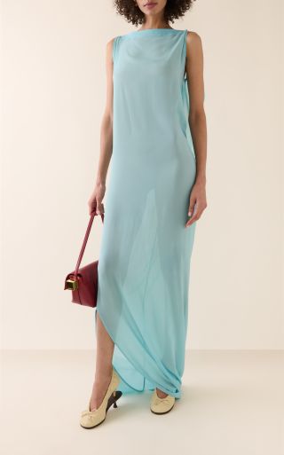 Ameno Draped Silk Chiffon Maxi Dress