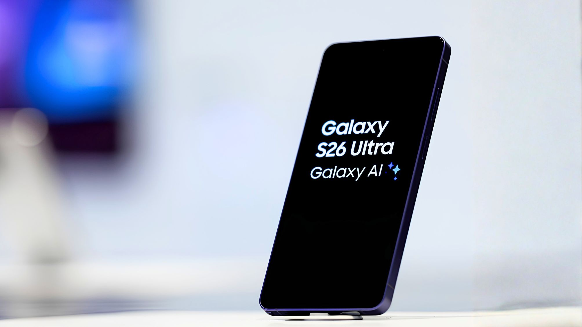 A Samsung Electronics Co. Galaxy S26 Ultra smartphone displayed at the company's annual general meeting