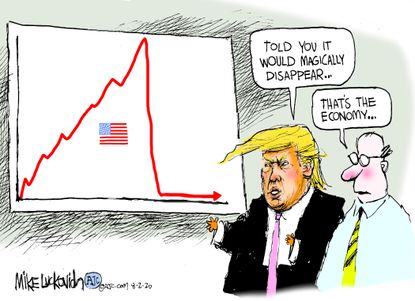 Political Cartoon U.S. Trump economy coronavirus