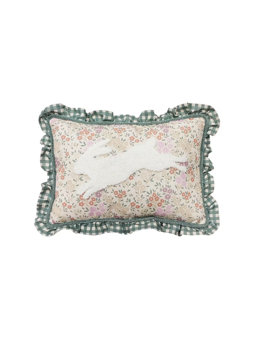 16" Running Bunny Floral Throw Pillow 