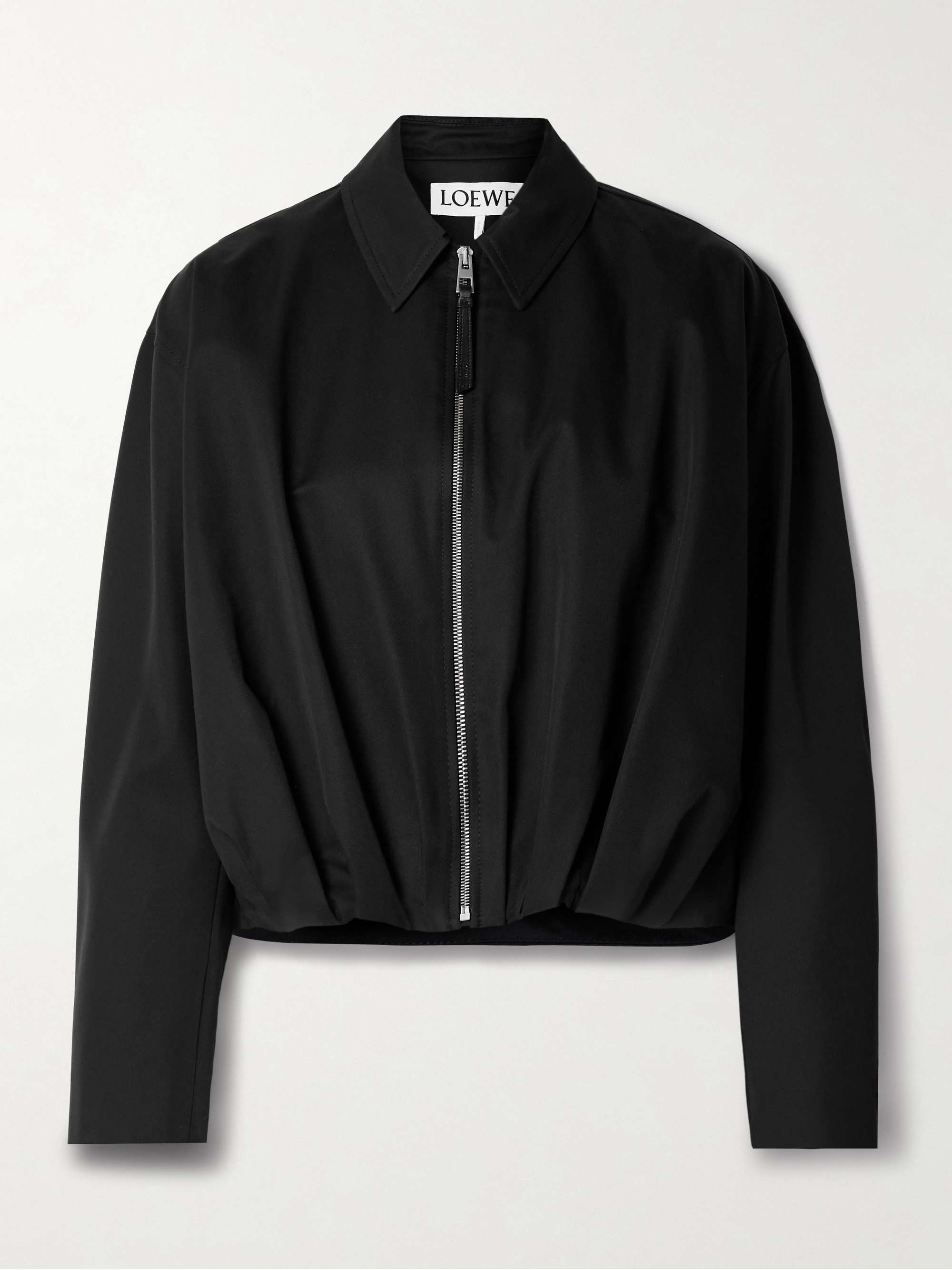 Gathered Cotton and Silk-Blend Twill Jacket
