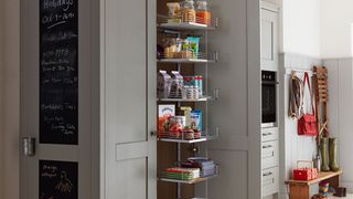 How to organize a small kitchen with pull out larder unit
