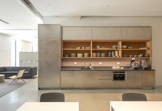 minimalist kitchen at David Zwirner office