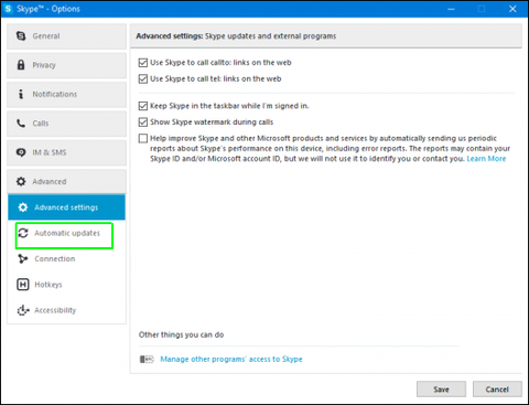 how to stop skype from updating automatically