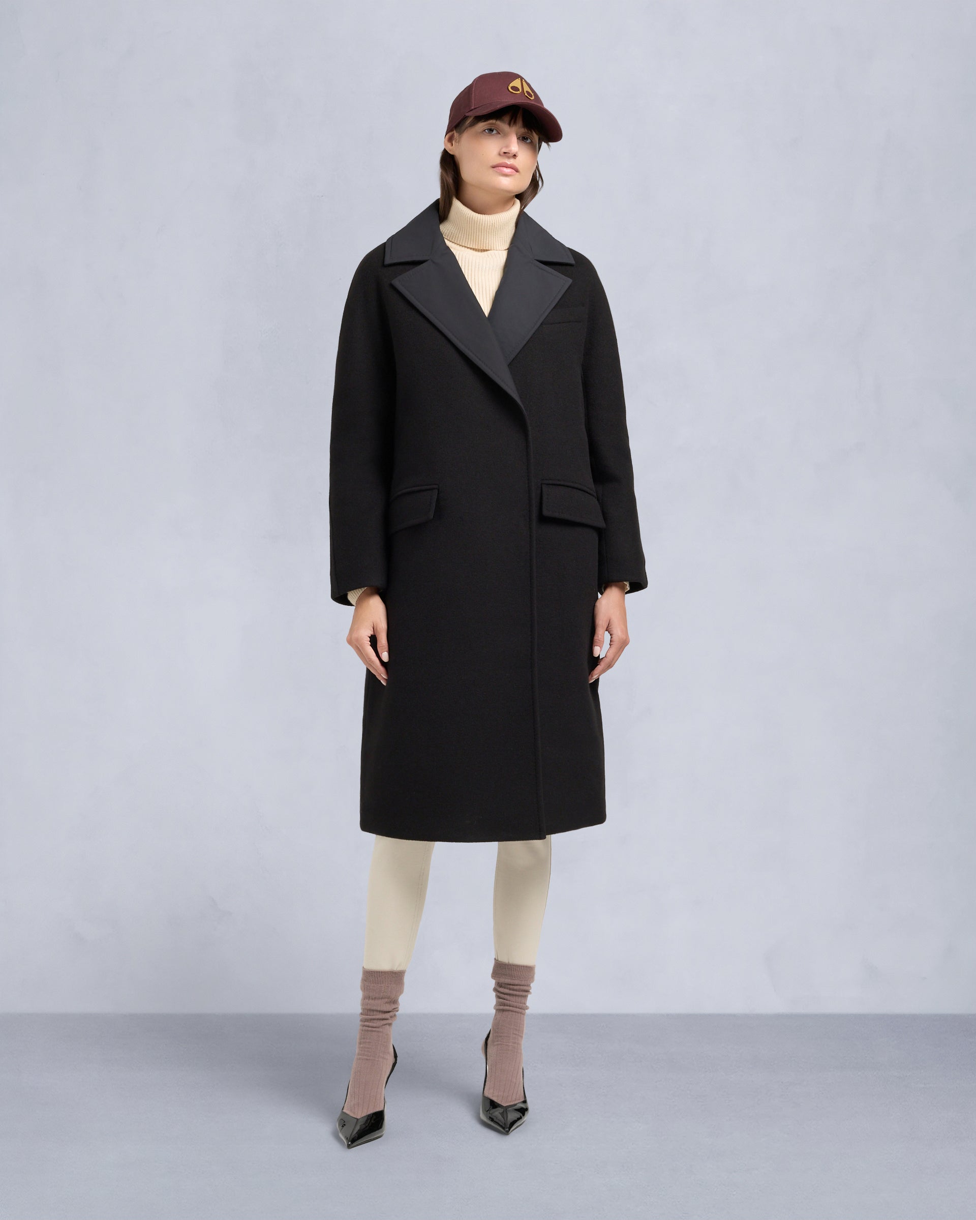 Lafleur Wool Long Wrap Coat-Black - Black / Xxs
