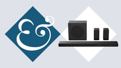 Hisense AX5140Q sound system on tile background next to Homes & Gardens '&' symbol.