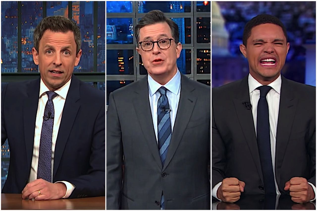 Stephen Colbert, Seth Meyers, and Trevor Noah on Mueller&amp;#039;s team striking back